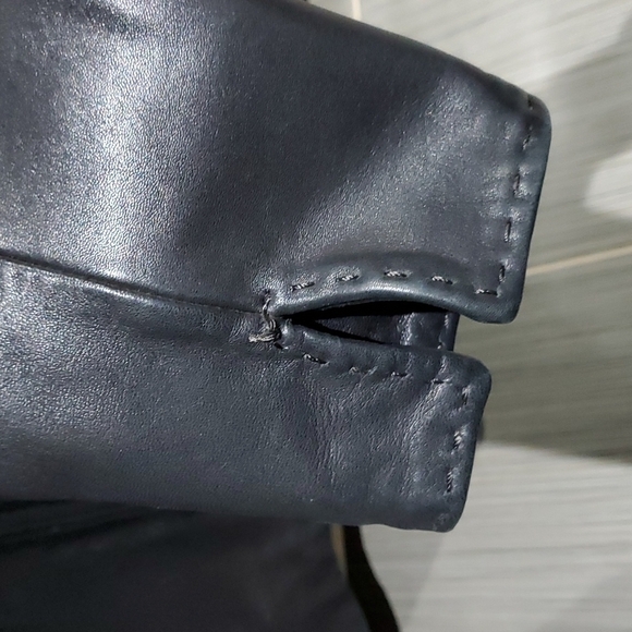 WOMENS BLACK LAMBSKIN GENUINE LEATHER SHORT COAT PETITE MEDIUM - Picture 5 of 12